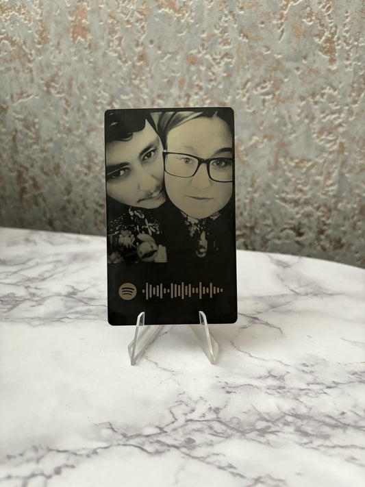 Personalised Black Stainless Steel Images Cards with Spotify Music Code